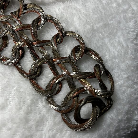 Vintage Womens Tricolor Infinity Chain Loop Metal Woven Belt Sz. 42 main image 4